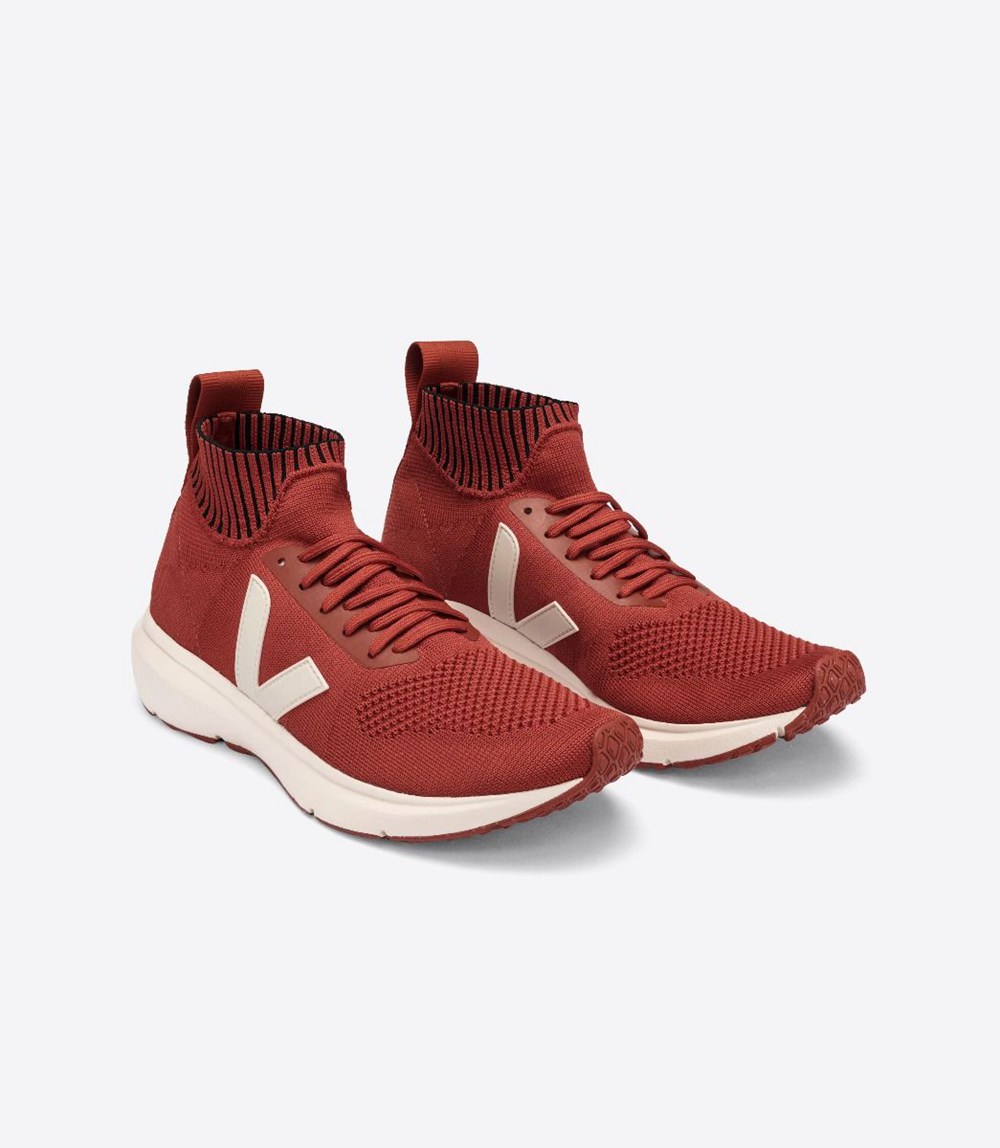 Tenis Veja Hombre - V-Knit X Rick Owens Mid - Rojos - 106QZPIYA